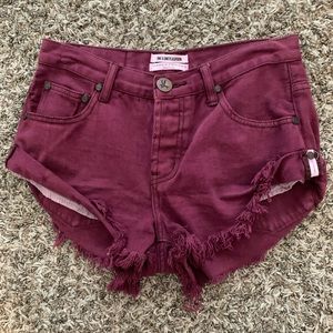 ONE TEASPOON BURGUNDY SHORTS